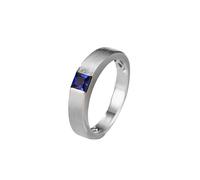 Bague Fiançailles Homme Bague Homme Bleu Or Blanc 9 Carats Solitaire Carré en Saphir de Laboratoire Brossé Mat 0,46 CT Taille Solide Non Plaqué Populaire pour Épouse Nouvelle Année Bijoux