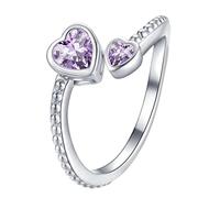 Bague fine pour femme - Bague rotative de décompression - Cadeau d'anniversaire pour elle - Cristal minimaliste - Pierres de naissance - Bague en strass - Ouverture réglable - Motif, taille unique