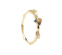 Bague - FIVE GOLD - Argent sterling 925 - Plaqué or 18k - Saphir corundum bleu 54