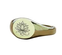 Bague fleur de lotus ronde | Argent sterling 925 plaqué or | Bijou cadeau, chevalière style vintage, bijou hypoallergénique fait main | LK_PDR_01601_11