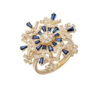 Bague Flocon De Neige Rotative, Bague Flocon De Neige Ajustable Pour Femme, Bijou De Mariage, Cadeau Idéal Pour Noël Un Anniversaire Ou La Saint-Valentin(Blue Gold)