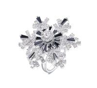 Bague Flocon De Neige Rotative, Bague Flocon De Neige Ajustable Pour Femme, Bijou De Mariage, Cadeau Idéal Pour Noël Un Anniversaire Ou La Saint-Valentin(Black Silver)