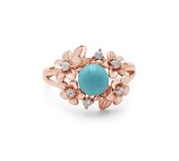Bague florale turquoise naturelle, argent sterling 925, empilable, réglable, faite à la main, bijoux minimalistes, J 1/2, Pierre précieuse., Turquoise