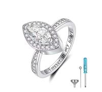 Bague funéraire en argent sterling pour garder les cendres de vos proches ou animaux de compagnie - Bague commémorative Forever in My Heart - Cadeau pour femme et fille, 4 UK, argent, argent sterling