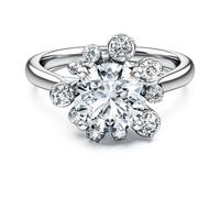 Bague Galaxy, Diamants de synthèse 2 ct tw, Forme ronde, Or blanc 18 carats 55