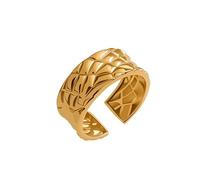 Bague géométrique ouverte pour homme et femme - Design creux - En acier titane - Lignes irrégulières - Empilable - Cadeau moderne, Acier titane