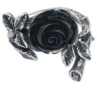 Bague Gothic de Alchemy Gothic - Bague Wild Black Rose - pour Femme - couleur argent S-M