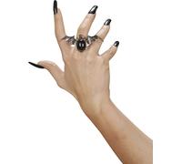 Bague gothique chauve-souris avec pierre précieuse argent-noir