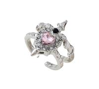 Bague gothique en forme de cœur - Ensemble de bijoux empilables pour offrir | Alliage de qualité supérieure avec détails en strass, bandeau en forme de cœur percé pour adolescents, accessoires de mode
