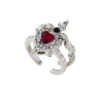 Bague gothique en forme de cœur - Ensemble de bijoux empilables pour offrir | Alliage de qualité supérieure avec détails en strass, bandeau en forme de cœur percé pour adolescents, accessoires de mode