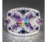 Bague gracieuse pour femme avec zircone cubique colorée et délicate pour | Commutation quotidienne, exposition d'art, galerie, événement formel léger, shopping, sortir, séance de mode