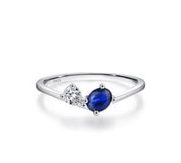 Bague Gravée Femme Lot de Bagues Bleu Femme Argent Sterling 925 Zircone Cubique Style Élégant avec Zircon Taille pour Tante