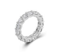 Bague Graver Personnalisé Couple Anneau Argent Fin Or Blanc 18 Carats Moissanite Ronde Éternité avec Moissanite Taille Épouse pour Épouse Saint-Valentin Bijoux