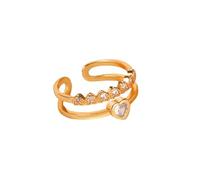 Bague Graver Personnalisé Couple Bague Or 14 Carats Femme Rose Diamant de Laboratoire Pierre Précieuse à Cœur Ouvert Taille Lesbienne pour Mère Anniversary Bijoux