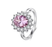 Bague Graver Personnalisé Couple Bijoux Argent Femme Or Blanc 14K Au585 7X9mm Forme Ovale Morganite Créée Taille 47.5 pour Épouse Tante