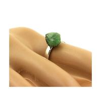 Bague Grenat Tsavorite Brut Plaqué Argent. 10.67 Ct. Taille Réglable.