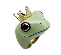 Bague grenouille à feuilles caduques - Couronne grenouille - Réglable - Jolie bague créative - En forme de grenouille ouverte - Accessoire de mode - Cadeau pour petite amie, Siehe Beschreibung, Métal,