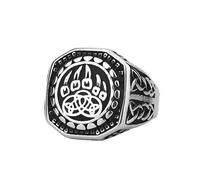 Bague Griffe de Loup Viking - Anneau Celtique Nordique en Acier Titane Ajustable - Bijou Gothic Punk Hip-Hop Cadeau pour Hommes et Femmes(8)