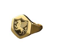 Bague griffon gravée, forme hexagonale | Argent sterling 925 plaqué or | Bijou cadeau, chevalière style vintage, bijou hypoallergénique fait main | LK_PDR_01759_9