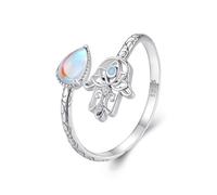 Bague Hamsa Ajustable en Argent Sterling 925, Bague de Protection Chanceuse en Pierre de Iune Pour Femme, Design Fatima, Fille, Cadeau de Maman, d'accolade Fantaisiste