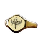 Bague hexagonale à l'effigie de la déesse Isis | Argent sterling 925 plaqué or | Bijou cadeau, chevalière style vintage, hypoallergénique, fait main | LK_PDR_01693_6.5