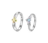 Bague Homme 925, Bague Homme Reglable Argent Or Croix et Couronne Ajustable Cadeaux Meilleurs Amis Homme