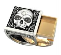 BISONBLUE Bague Homme Femmes Accessoires de Mode Bague D'Anniversaire De Cercueil De Crâne Punk Bicolore De Conception Unique Hip Hop 8 Argent