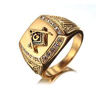 Bague homme en alliage doré avec zircon, style punk, simple et créative.