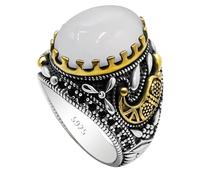 Bague homme en argent 925, faite main, pierre ovale agate naturelle, bijou fantaisie(A,11)
