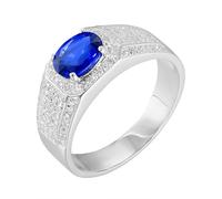 Bague Homme Personnalisable Bague Homme 55 Or Blanc 18 Carats Saphir Créé en Laboratoire Rangée de Forets avec Saphir et Diamant de 1,29 CT Taille Mode pour Mesdames Fête Des Mères Bijoux