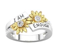 Bague I Am Enough - Bague en alliage légère et inspirante avec texte I Am Enough | Bague Sunshine Durable pour anniversaire, déclaration, saint-valentin, cocktail