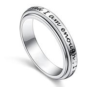 Bague I am Enough Spinner Ring en argent sterling 925, anti-stress, anti-stress, TDAH, autisme, P 1/2, Argent sterling