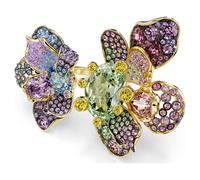 Swarovski Bague Idyllia, tailles mixtes, pavé, fleur, multicolore, combinaison de finitions métalliques, cristal, zircone cubique, multicolore, 60 EU