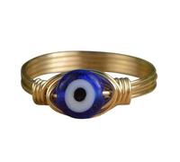 Bague œil de démon, bague œil en cuivre | Bague tendance Tiny Blue Eye avec perle de verre