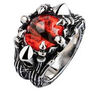 Bague œil de Protection Mauvais Oeil Rouge en Acier Inoxydable Titane Anneau de déclaration Bijoux Punk pour Hommes Femmes Taille 59