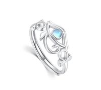Bague œil d'Horus en argent sterling 925 avec pierre de lune turquoise réglable - Amulette égyptienne Ankh - Bijou œil d'Horus - Cadeau pour femmes et filles