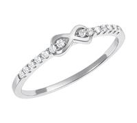 Bague Infini Femme en Argent 925 Massif Rhodié - Symbole Éternité serti d'Oxydes de Zirconium Étincelants - Bijou Poinçonné 925 Haute Qualité - Cadeau Romantique, Anniversaire, Saint-Valentin