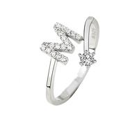 Bague Initiale En Argent 925 Avec Oxyde De Zirconium, Ajustable, Fine Et Empilable, Avec Lettres De L'Alphabet Az, Pour Femmes, Hommes Et Filles, Bijoux Cadeaux Avec Boîte, Lettre M