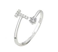 Bague Initiale En Argent Sterling 925 Et Zircone Cubique, Délicate Et Réglable, Anneau Ouvert Avec Lettres De L'Alphabet Az, Pour Femmes Et Filles, Bijoux Cadeaux Avec Boîte Lettre T