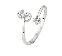 Bague Initiale En Argent Sterling 925 Et Zircone Cubique, Délicate Et Réglable, Anneau Ouvert Avec Lettres De L'Alphabet Az, Pour Femmes Et Filles, Bijoux Cadeaux Avec Boîte Lettre S