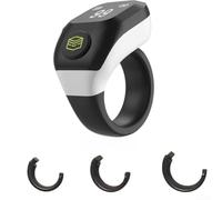 Bague intelligente numérique Tasbih pour comptage Zikr avec rappel du temps de prière - Anneaux de prière musulmanes pour écran OLED de type C - Charge de 18 à 22 mm (blanc)