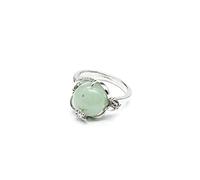 Bague Jade Aventurine Rouge Pour Femme - Incrustation De Fleurs Sculptées Ouvertes Réglables Bague Aventurine Jade Agate,Anneau Empilable Fait Main Cadeaux Pour Petite Amie Filles Mère,Vert,Réglab