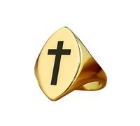 Bague Jésus-Christ en forme de marquise | Argent sterling 925 plaqué or | Bijou cadeau, chevalière style vintage, bijou hypoallergénique fait main | LK_PDR_01316_12.5