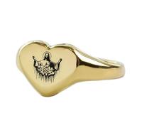 Bague Jésus gravée en forme de cœur | Argent sterling 925 plaqué or | Bijou cadeau, chevalière style vintage, bijou hypoallergénique fait main | LK_PDR_01457_12
