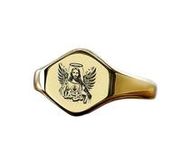 Bague Jésus hexagonale | Argent sterling 925 plaqué or | Bijou cadeau, chevalière style vintage, bijou hypoallergénique fait main | LK_PDR_01456_10.5