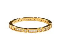 Bague Jonc Alliance Femme Plaqué Or 18 Carats & Zirconium - Anneau Géométrique Hexagonal Tendance - Anti-Allergie Éclat Durable -