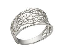 Bague Large Ajourée Filigrane Femme Argent Sterling 925 - Bague Statement Motif Volutes Rétro - Bijou Hypoallergénique