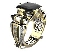 Bague large bande zircone, vintage rectangulaire zircon anneaux, bijoux vintage charme cuivre zircon bagues pour rendez-vous, fête, anniversaire, Saint-Valentin, mariage, M, Cuivre + +
