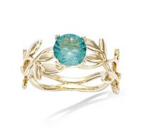 Bague - LES TRESORS DE LILY - 'Sissi' vert doré - pierre 6 mm - Plaqué or 52