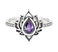 Bague Lotus « Fuck It And Begin Again », Bague Inspirante Fleur de Lotus Polie et Anti-Terror, Incrustée de Zircons de Qualité AAA (Purple,10)